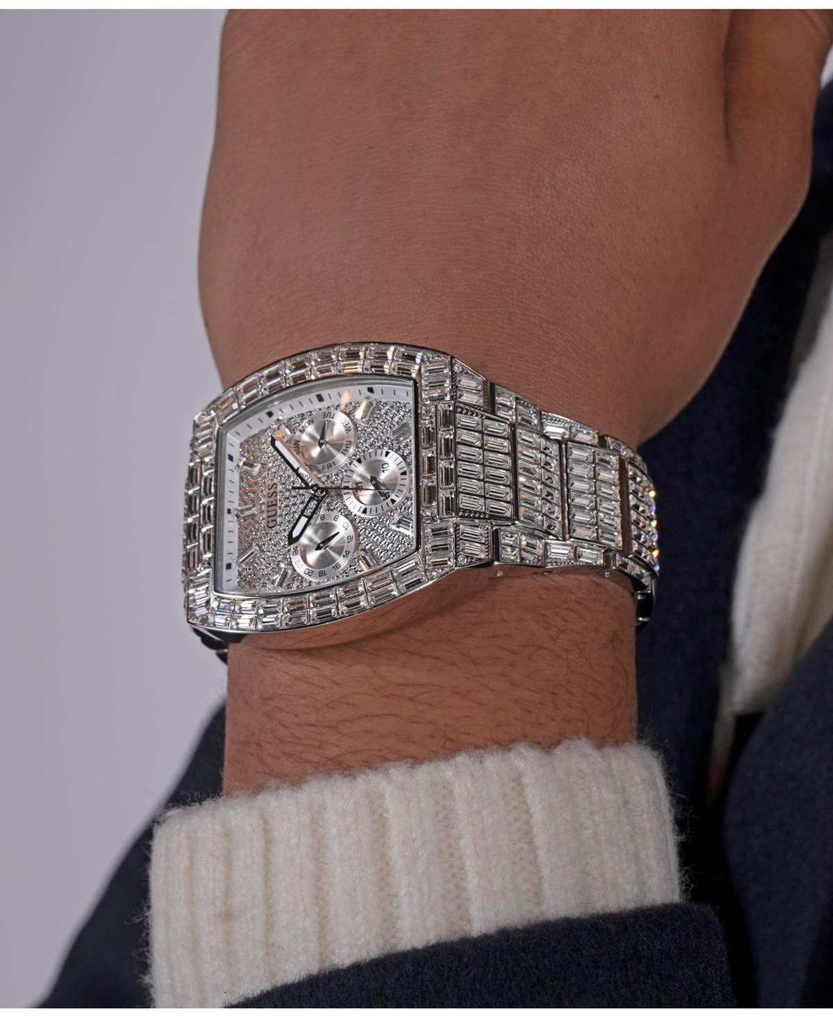 Guess Men's Multi-FunctionSteel Watch 43mm - Silver Tone