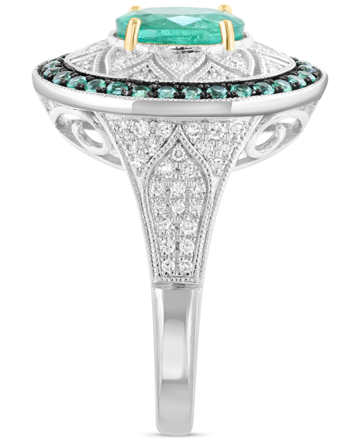 EFFY COLLECTION EFFY EMERALD (1-1/2 CT. T.W.) & DIAMOND (1/3 CT. T.W.) RING IN STERLING SILVER 