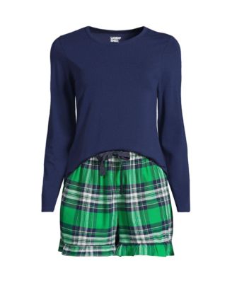 Women's Lightweight Cotton Modal Drapey Flannel 2 Piece Pajama Set - Top and Shorts