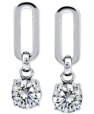 Cubic Zirconia Oval Drop Earrings in 18k Gold-Plated Sterling Silver, Created for Macy's (Also Available in Sterling Silver)
