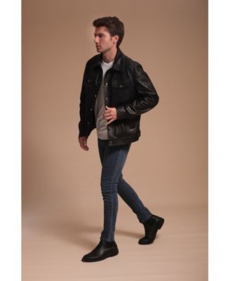 Men's Leather Jacket, Black, Created for Macy's