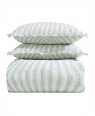 Oxford Stripe Reversible 3-Pc. Quilt Set, Full/Queen