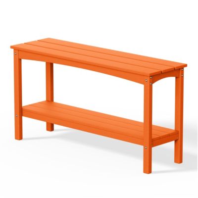 55" Outdoor Patio HDPE Adirondack 2-Tier Shelf Console Table