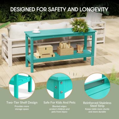 55" Outdoor Patio HDPE Adirondack 2-Tier Shelf Console Table