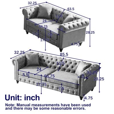 Modern 3+2 Sofa with Solid Wood Frame