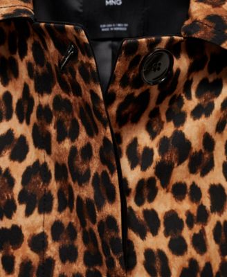 MANGO Women's Leopard Straight Coat - Macy's