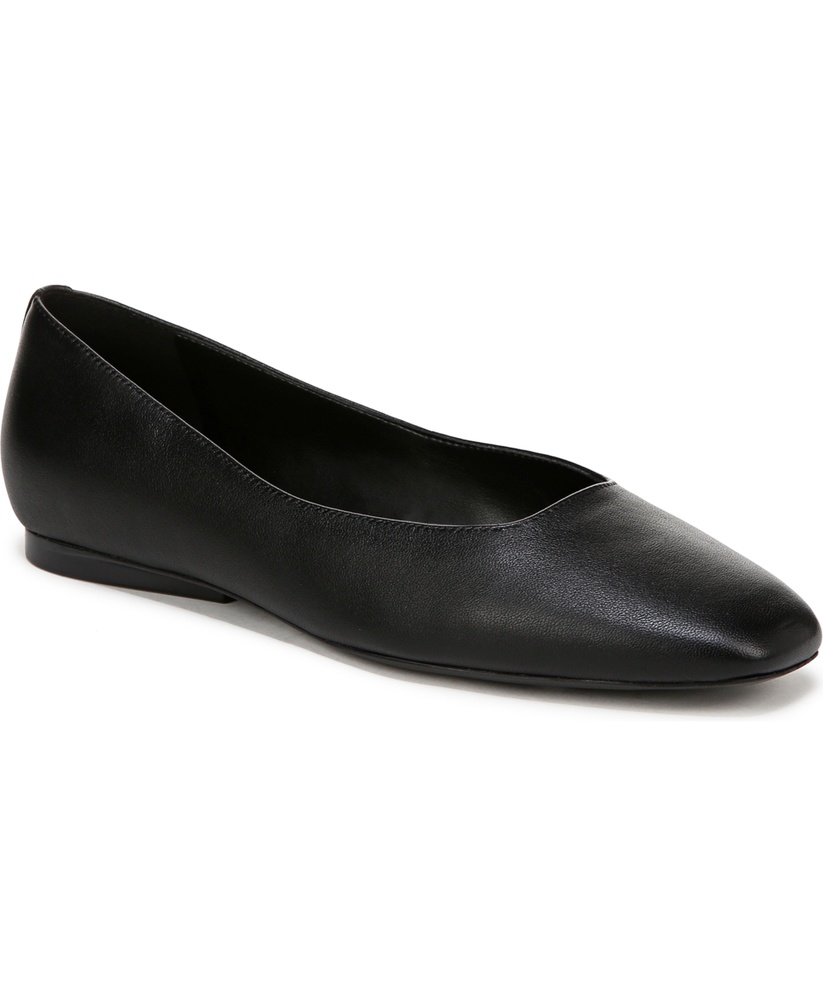 Naturalizer Chelsea Square Toe Ballet Flats In Black Leather