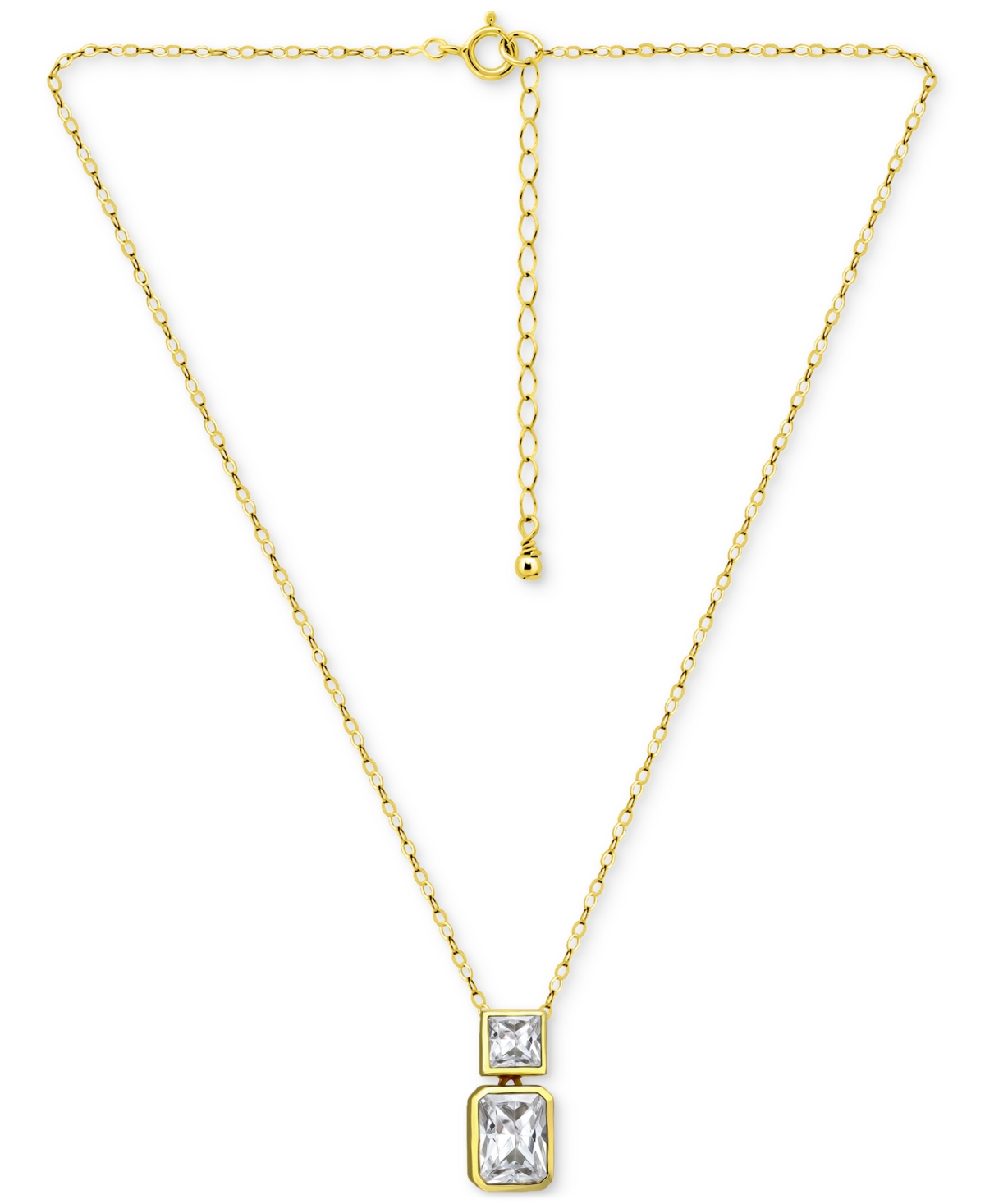 Giani Bernini Cubic Zirconia Octagon & Square Pendant Necklace In 18k Gold-plated Sterling Silver, 16" + 2" Extend In Gold