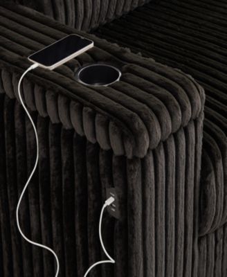 Streamdale Oversized Corduroy Corner Sofa with Storage and Ports