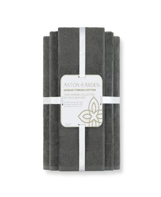 Aston  and Arden Luxury Solid 6-Piece Bath Towel Set, 600 GSM, Soft 100% Turkish Cotton Bathroom Towels, Made in Turkey, 2 Bath Towels, 2 Hand Towels, 2 Washcloths