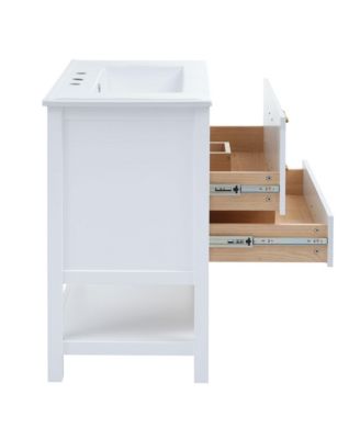 Modern 30inch Navy Blue/White Bathroom Vanity Cabinet Combo with OpenStorge, Two Drawers