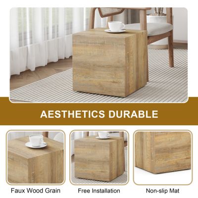 Modern Square MDF Coffee Table with Light Wood Texture