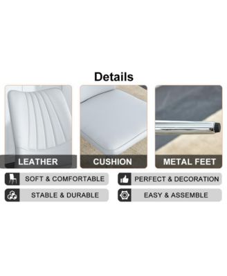 Table and chair set.Contemporary, minimalist rectangular dining table featuring a clear tempered glass top and sleek silver legs. Paired with chairs made of PU material cushion and silver metal legs.