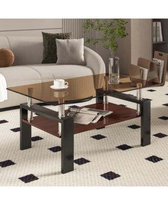 Glass Top Rectangle Table for Living Room