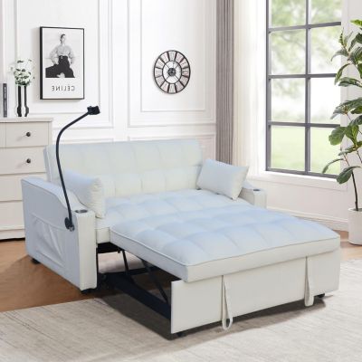 3-in-1 Velvet Loveseat Futon with Adjustable Backrest