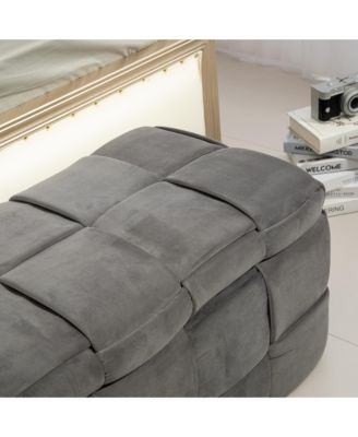 Storage Ottoman, Bedroom End Bench, Upholstered Fabric Storage Ottoman with Safety Hinge, Entryway Padded Footstool, Ottoman Bench for Living Room & Bedroom (Gray)
