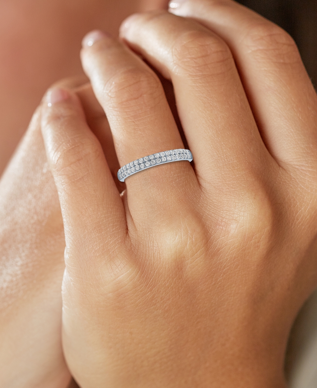 Forever Grown Diamonds Lab-grown Two-row Diamond Ring (1/3 Ct. T.w.) In 10k White Gold In White Gold