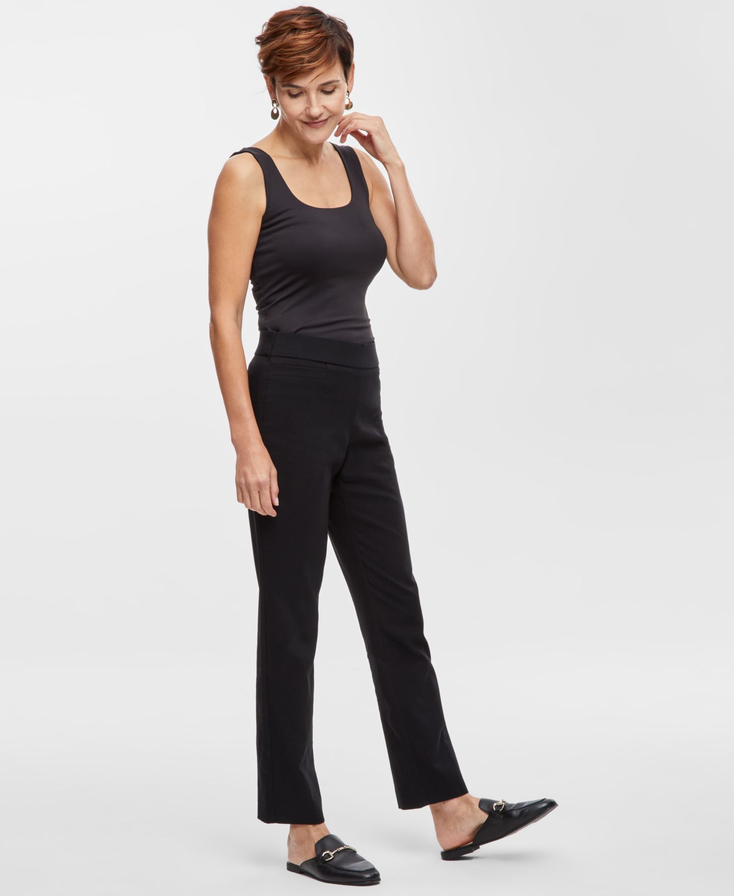 Женские брюки JM Collection Tummy Control Pull-On Slim-Leg, цвет: Глубокий чёрный — фото 2