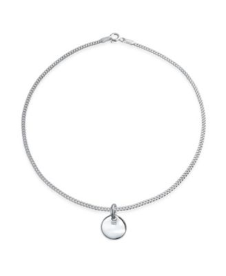 Initial Circle Disc Anklet - Sterling Silver 9-10 Inch