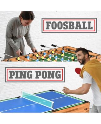 4-in-1 Multi-Function Game Table with Foosball, Pool, Hockey, and Ping Pong
