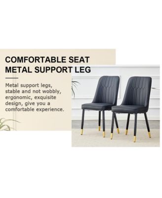 Table and chair set.Modern rectangular dining table with black textured stickers glass tabletop and gold plated metal legs.Paired with 4 comfortable chairs with PU seats and black metal legs.