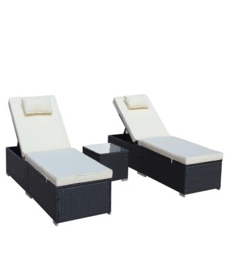 Streamdale 3-Piece Outdoor Chaise Lounge Set with Glass Table