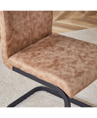 Table and chair set.Modern dining table, tempered glass countertop with artistic MDF legs.Paired with 6 comfortable chairs with PU seats and metal legs. Suitable for various decoration styles.