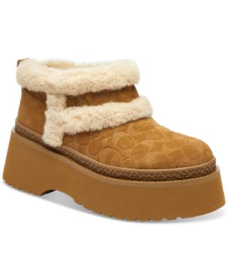 COACH ムートンブーツ COACH Christina Signature Shearling Booties - Macy's