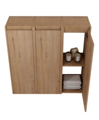 12" Bathroom Side Cabinet, 3-Soft Close Doors, Float Mounting Design