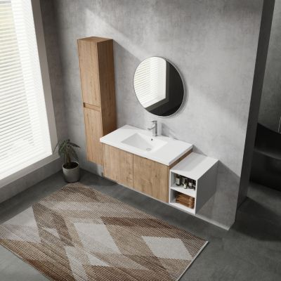 48" Wall-Mount Vanity with Sink and Cabinet