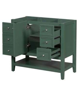 36" Bathroom Vanity without Sink, Cabinet Base Only, One Cabinet and three Drawers, Black