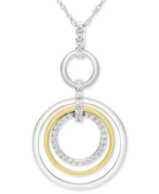 Macy's - Diamond Multi Circle Pendant Necklace (1/6 ct. t.w.) in 14k Two-Tone Gold