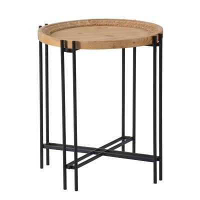 Round Side Table with Wood Top