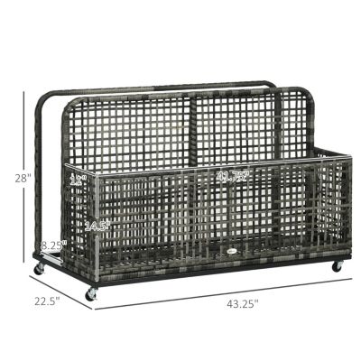 Patio Wicker Pool Float Caddy with Wheels