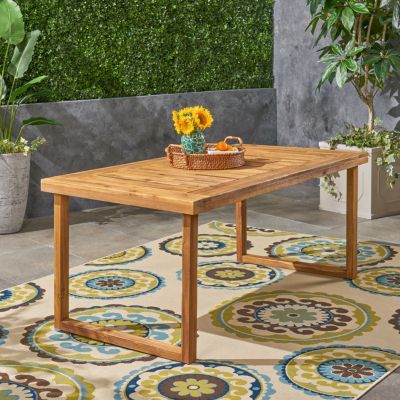Outdoor 69" Acacia Wood Dining Table, Sandblast Natural Finish