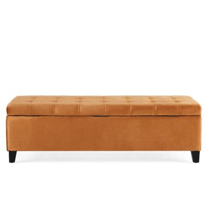 Luxurious Velvet Ottoman with Lift-Top Storage and Waffle Stitching
