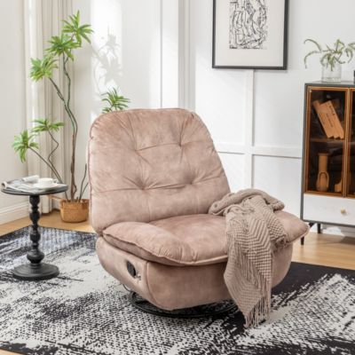 Cozy Recliner with Reading Light & Velvet Upholstery