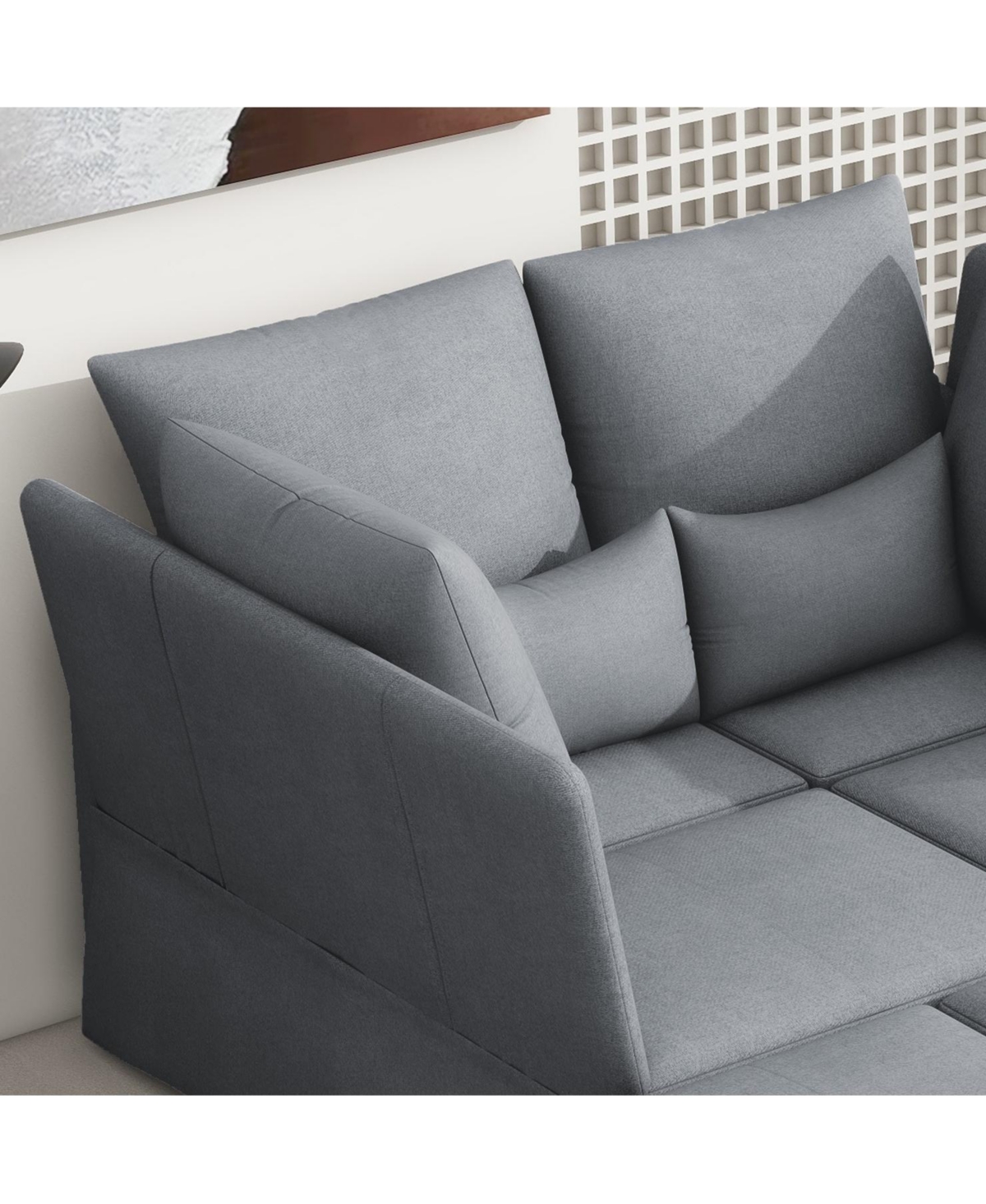 Streamdale Furniture Modern L shape Modular Sofa, 5 Seat Chenile sectional Couch Set with 2 pilows lncluded, freely CombinableIndoor Funiture for Livi