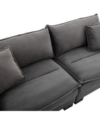 Corduroy Sleeper Sofa with Pillows