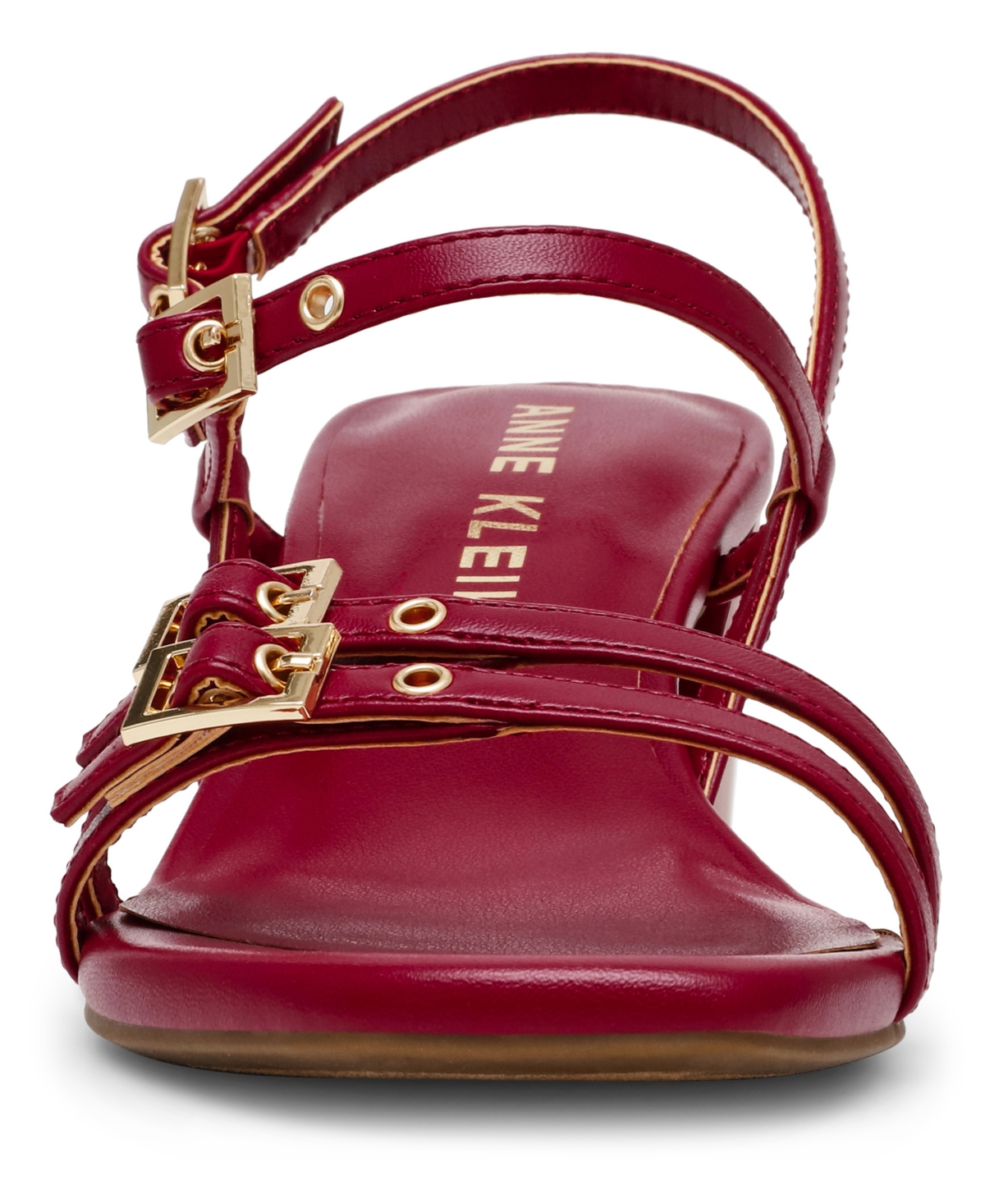 Anne Klein Women's Mackenzie Strappy Buckle Block Heel Dress Sandals In Deep Red