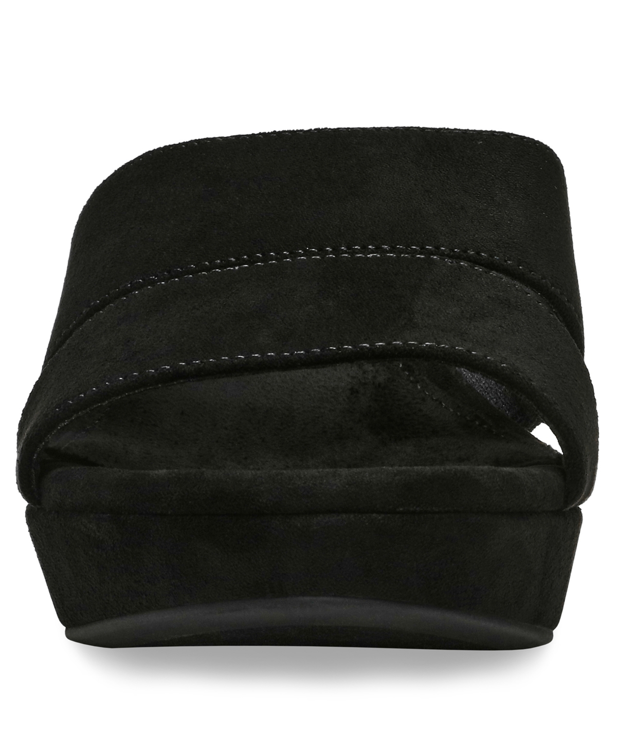Anne Klein Women's Palmer Slip On Block Heel Dress Sandals In Black Suede