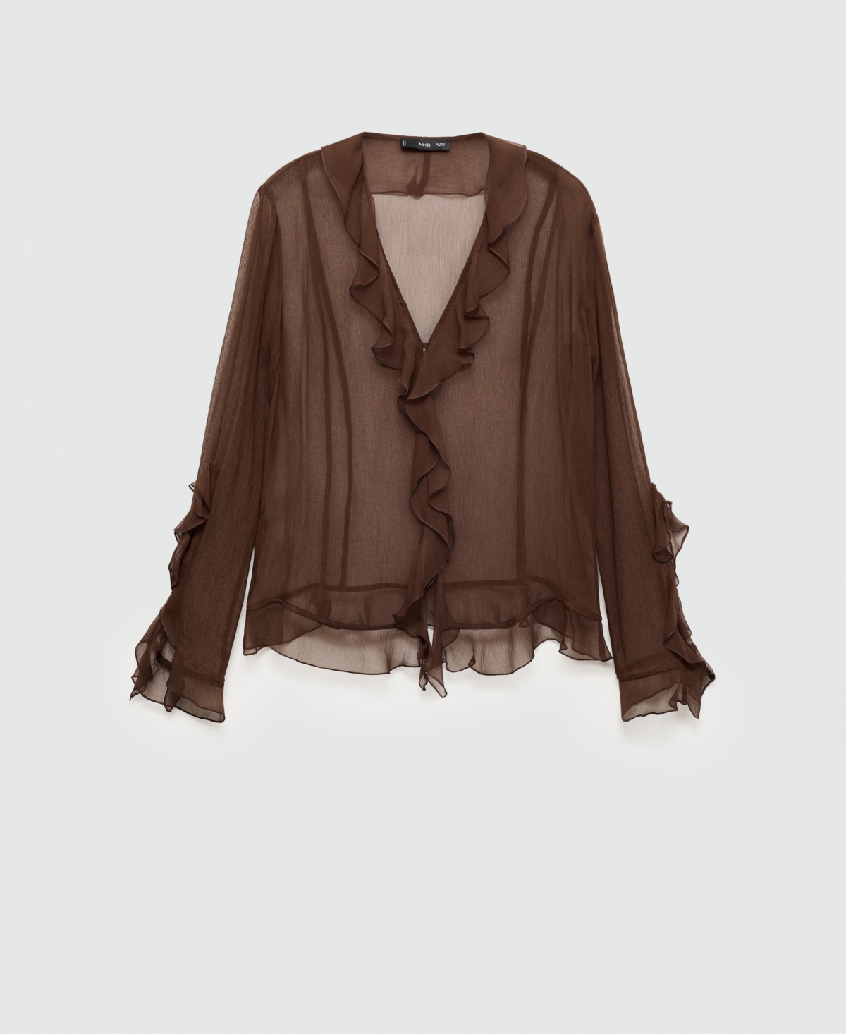 Mango Women's Sheer Ruffled Blouse