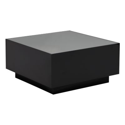 Modern LED Coffee Table with Frosted Glass Top (Black, 27.5")