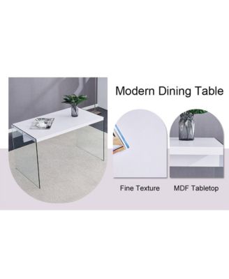 Streamdale Modern Coffee Table MDF Top, Clear Glass Sides