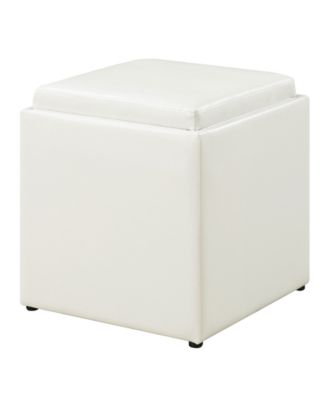 17.5" Faux Leather Park Avenue Ottoman with Stool and Tray