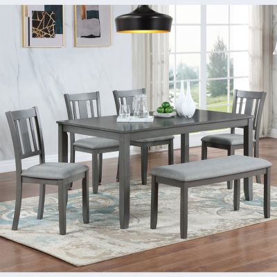 6-Piece Dining Set Table, 4 Chairs, Bench
