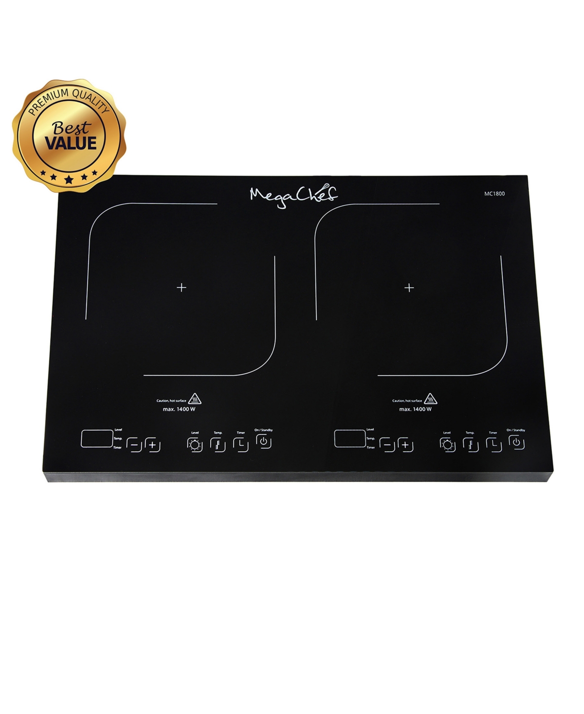 Megachef 1800 Watts Dual Induction Cooktop In Black
