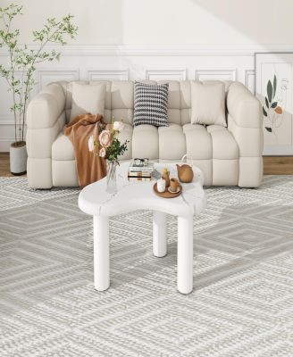 Cloud Coffee Table Classic Modern Marbling Tea Table, Irregular Indoor End Table For Living Room Apartment Free Shape with 3 Legs