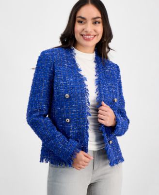 I.N.C. International Concepts - Petite Tweed Collarless Blazer, Exclusively at Macy's