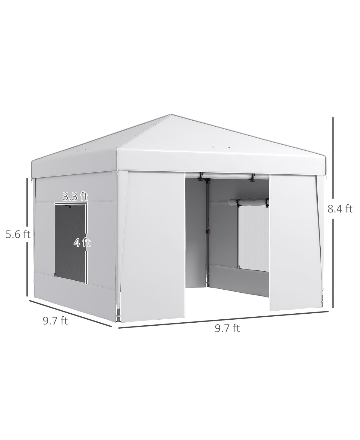Streamdale Furniture 9.7' x 9.7' Pop Up Canopy with Sidewalls, Portable Canopy Tent with 2 Mesh Windows, Reflective Strips, Carry Bag for Events, Outd